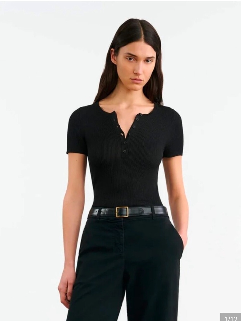 Nili Lotan Black Francene tee sz M